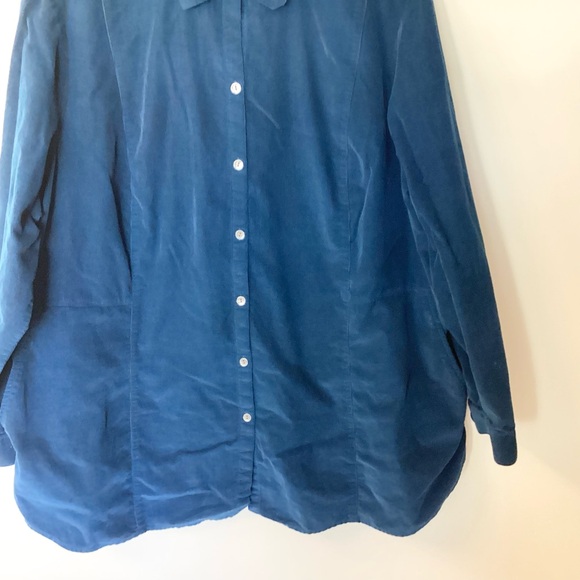 J.Jill Long Sleeve Corduroy Button Up Shirt / Shacket with Pockets - Blue - 3X - Picture 3 of 7